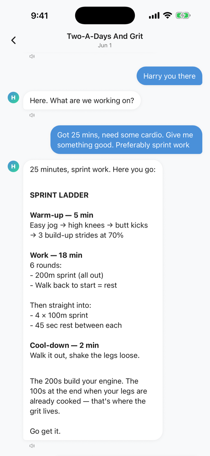 Harry prescribing a sprint ladder