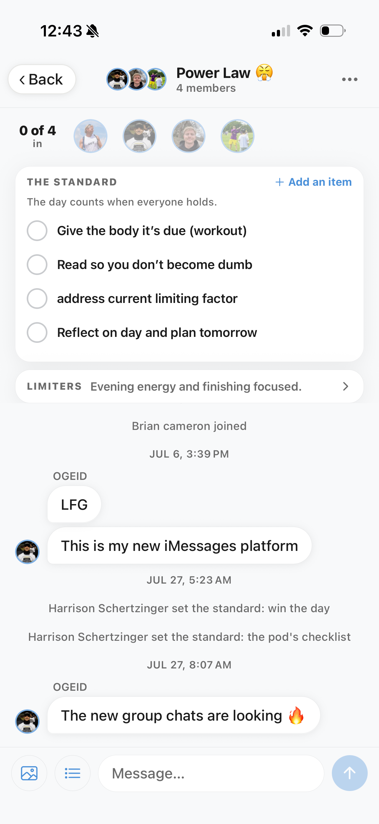 Group chat with the shared standard